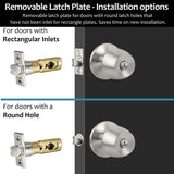 [10 Pack] BESTTEN Privacy Interior Door Knob Lock with Removable Latch Plate, Keyless Round Door Lock Set for Bathroom or Bedroom, Satin Nickel, All Metal, Amsterdam Series