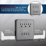 BESTTEN Surge Protector, 4 USB Charging Ports (4.2A Totally) and 3 Outlets, Wall Mount, LED Indicator and 2 Slide-Out Phone Holders, ETL/cETL Certified, Grey