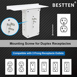 BESTTEN Wall Mount USB Outlet with Shelf, 3 USB Charging Ports (5V/3.4A), 8 AC Outlets (6 Side Plug Sockets), 1020 Joule Surge Protector, Removable Top Shelf