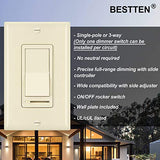 [2 Pack] BESTTEN Dimmer Wall Light Switch, Single-Pole or 3-Way, Compatible with Dimmable LED, Incandescent, Halogen and CFL Bulbs, Wall Plate Included, UL Listed, Almond