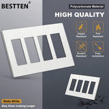 [2 Pack] BESTTEN USWP4 Matte White Series 4-Gang Screwless Wall Plate, Decorator Outlet Cover, for Light Switch, Dimmer, USB, GFCI, Receptacle, 11.91cm x 21.21cm