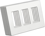 [5 Pack] BESTTEN USWP4 Matte White Series 3-Gang Screwless Wall Plate, Decor Outlet Cover, 11.91cm x 16.61cm, for Light Switch, Dimmer, USB, GFCI, Receptacle