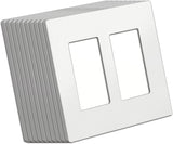 [10 Pack] BESTTEN USWP4 Matte White Series 2-Gang Decor Screwless Wall Plate, Decorator Outlet Cover, 11.91cm x 12.01cm, for Light Switch, Dimmer, USB, GFCI, Receptacle