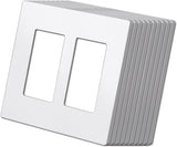 [10 Pack] BESTTEN USWP6 Matte Snow White Series 2-Gang Screwless Wall Plate, Decorator Outlet Cover, 11.91cm x 12.01cm, for Light Switch, Dimmer, USB, GFCI, Receptacle