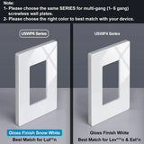[30 Pack] BESTTEN 1-Gang Screwless Wall Plate, USWP6 Gloss Snow White Series, Decorator Outlet Cover, 11.91cm x 7.39cm, for Light Switch, Dimmer, GFCI, USB Receptacle