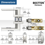 [10 Pack] BESTTEN Satin Nickle Heavy Duty Nonlocking Passage Door Lever with Removable Latch Plate, Zinc Alloy (Not Aluminum Alloy) Contemporary Monaco Square Keyless Hall Closet Door Handle Set, for Commercial and Residential Use