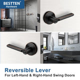 [10 Pack] BESTTEN Round Privacy Door Handle with Removable Latch Plate, Heavy Duty Keyless Door Lever, for Bathroom/Residential Use, All Metal, Oil Rubbed Bronze