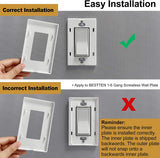 [10 Pack] BESTTEN 2-Gang Screwless Wall Plate, USWP4 Gloss White Series, Decorator Outlet Cover, 11.91cm x 12.01cm, for Light Switch, Dimmer, GFCI, USB Receptacle