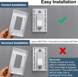 [20 Pack] BESTTEN 1-Gang Modern Designer Mid-Size Screwless Wall Plate, Unbreakable Polycarbonate Midway Decorator Outlet Cover, USWP6 Gloss Snow White Switch Plate, 12.30cm x 7.87cm, cUL Listed