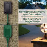 BESTTEN Remote Control Outdoor Outlet Switch with 6-Inch Heavy Duty Power Cord, 15A/125V/1875W, cETL Certified, Green