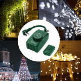[2 Pack] BESTTEN Weatherproof Outdoor Timer with Photocell Light Sensor and Dusk to Dawn Countdown Timer, Grounded Outlet with On Off Remote Control, Plug in Switch for Christmas Decorations, Green, cETL Listed