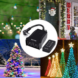 [2 Pack] BESTTEN Outdoor Light Outlet Switch with Remote Control, Plug in Outlet Switch with 2 Grounded Electrical Outlets for Christmas Lights and Patio Fountain, cETL Certified, Black